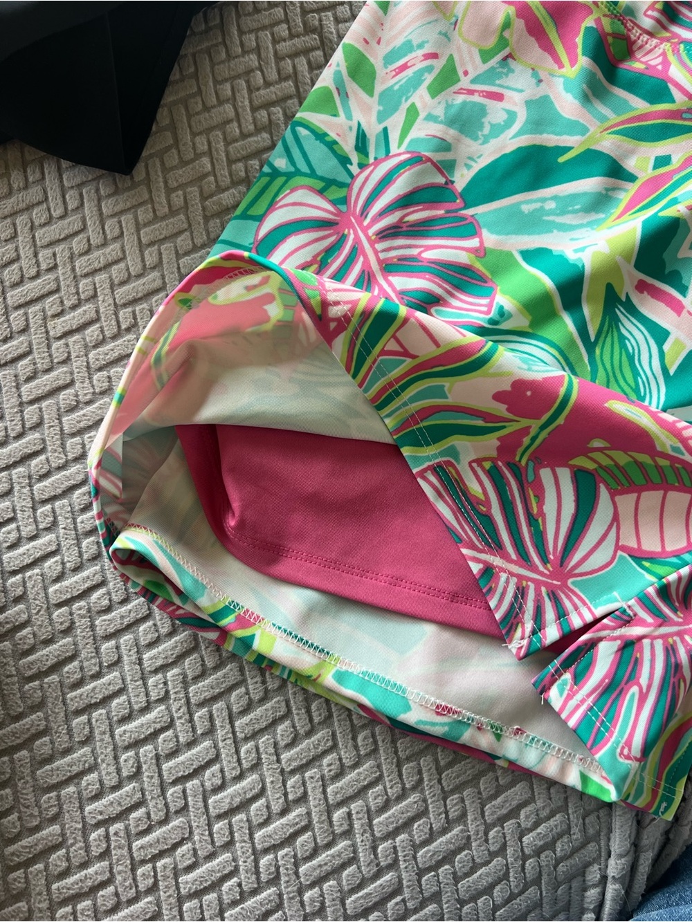Sigrid Olsen Tropical Leaf golf Skirt in Pink & Teal - Picture 2 of 3